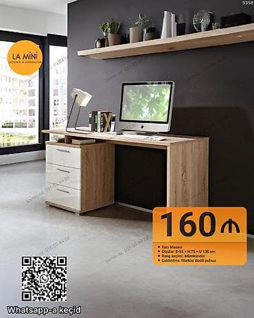 Düz masa, Stulsuz, Polkasız, Siyirməli, Teksturalı laminat