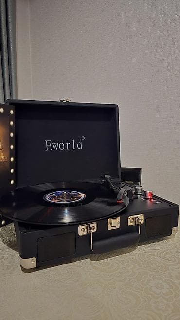 Eworld portativ vinil pleyer – çamadan tipli korpusda retro dizaynlı — 3