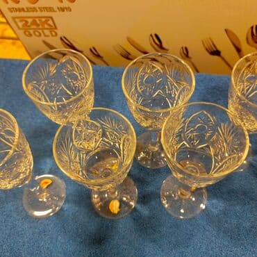 qab dest: Rümkalar, rəng - Ağ, Xrustal, 6 ədədli dəst — 6