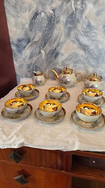 mis samovar satilir: Çay dəsti, rəng - Qızılı, Farfor — 4
