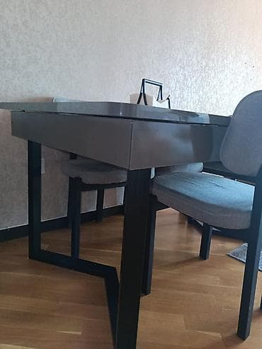 stul ofis: Müasir dizaynlı yemək masası və 4 ədəd stul dəsti - Masa: düzbucaqlı — 1