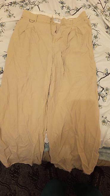 Джинсы: Bej rəngli kişi şalvarı - Kəsim: klassik, ön hissədə cüt büzgülü, düz — 1