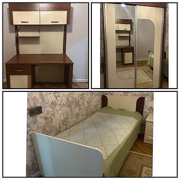Детская мебель: Genc yataq dest 350 azn. 2 matrasli carpayi. 1 dolab. 1 yazi masasi — 1
