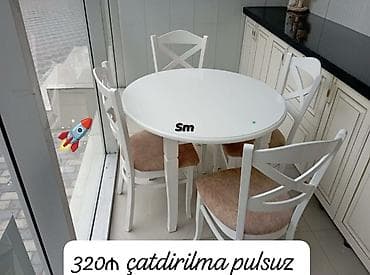 sade metbex mebelleri: Mətbəx üçün, Açılmayan, Yumru masa, 4 stul — 1