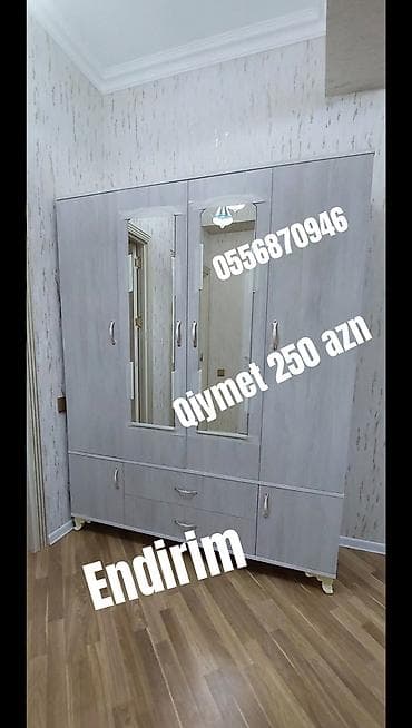 çekmece: Yeni, 3 qapılı, Güzgülü, Bej, Digər material, Açılan, Düz dolab — 5