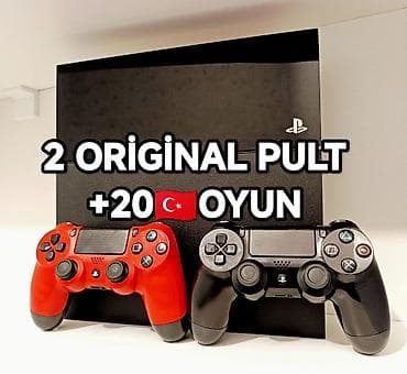 Şəkildəki PS4 500gb plombu üzərində ideal 2 pult +hazır hesab20 oyunla
