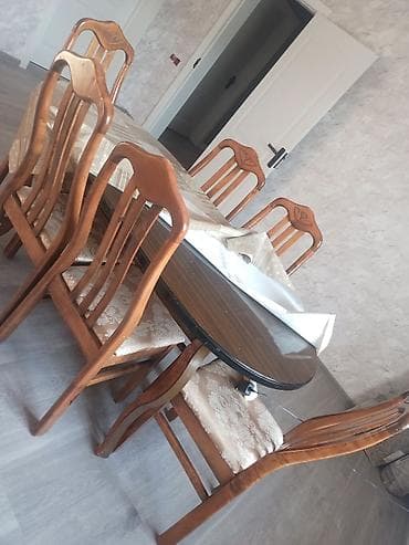 ofis ustolu: Yemək otağı dəsti – oval masa və 6 ədəd stul - Material: ağac karkas — 2