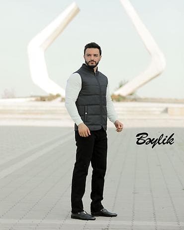 kişi ucun jilet: Kişi üçün qolsuz şişmə jilet – Boylik - Rəng: tünd boz - Kəsim — 1