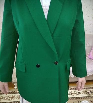cins pencək: Qadın üçün yaşıl rəngli bleizer - Klassik düz kəsim, oversize effektli — 1