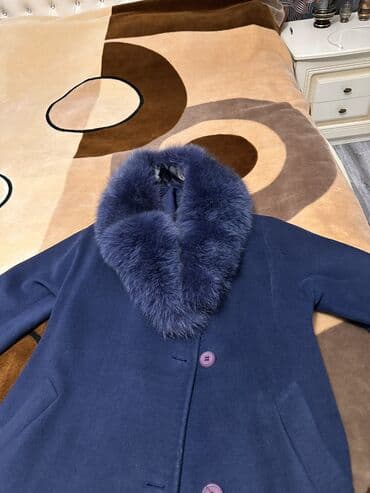 qadınlar üçün boyfrend palto: Tünd mavi rəngdə qadın palto - Materiaal: yun və kaşmir qarışımı — 6