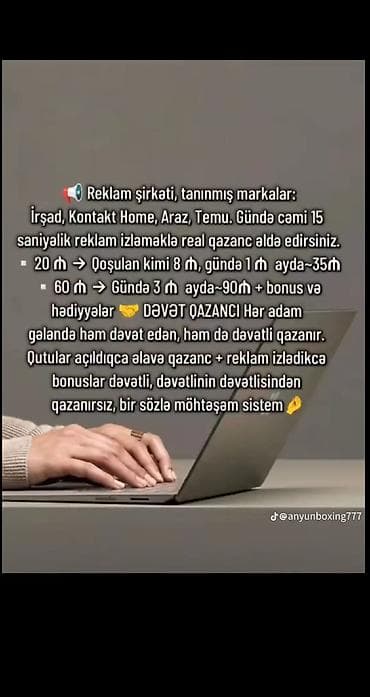 Reklam izləmə ilə qazanc sistemi - Tanınmış brendlərin (İrşad