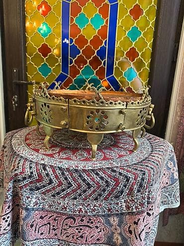 qedim kasa: Misdən hazırlanmış əl işi samovar/qəndil tipli su qabı dəsti isteyen — 8
