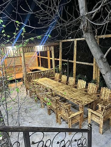 bag evi mebelleri: Yeni, Kvadrat masa, Açılmayan, Stullar ilə, Taxta, Azərbaycan — 5