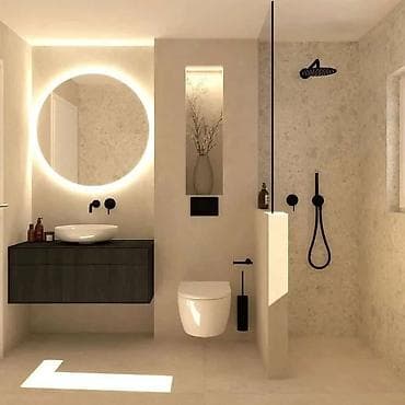 Tekstil: Güzgü Divar üçün, Dairə, Hamam üçün, Arxa işıqlı — 1