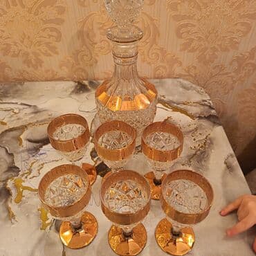 çay servis: Kişmişli qrafin və qədəh dəsti - Material: qalın kəsimli şüşə/kristal — 2