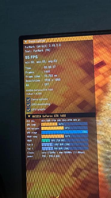ikinci el kamputer: Videokart Asus GeForce GTX 1650, 4 GB, İşlənmiş — 9