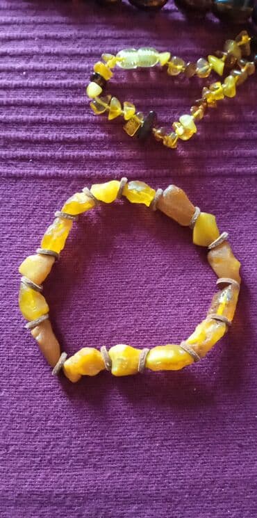 ad sepler: Təbii kəhrəba aksesuar dəsti - Material: 100% təbii kəhrəba (sarı — 7