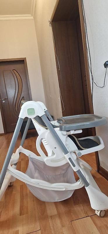 yemek stulu: Uşaq yemək stulu - Rəng: boz-ağ - Rahat, yumşaq oturacaq və bel — 2