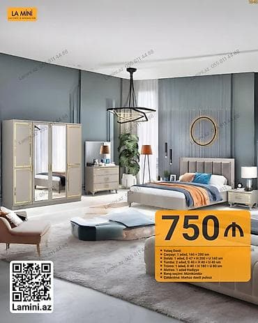 Мебель: Yataq Dəsti — La Mini Tərkibi və ölçülər: - Çarpayı: 1 ədəd, 160 × — 1
