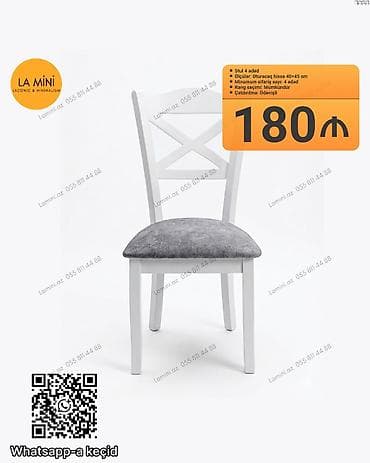 Mətbəx üçün, Qatlanmayan, rəng - Ağ Stul