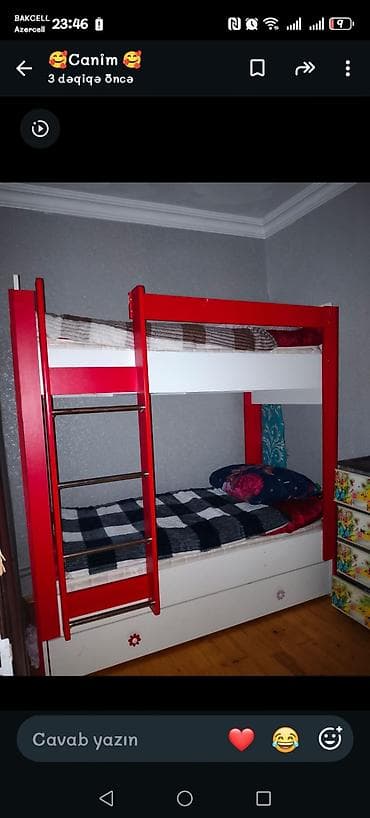 matras satilir: Oğlan və qız üçün, İşlənmiş, Çarpayı, Matras ilə, Siyirməli, MDF — 1