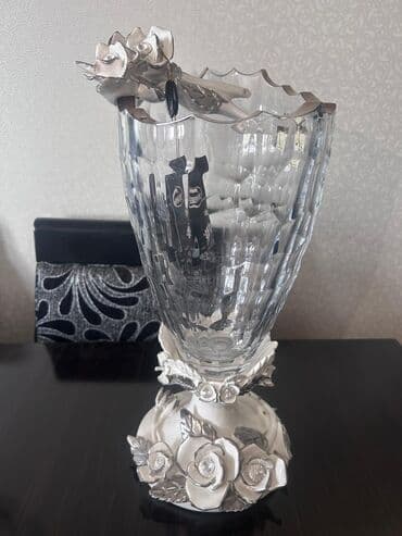 Asılqanlar: Şüşə və keramika qarışığıdan hazırlanmış, əl işi gümüşü gül detalları — 3