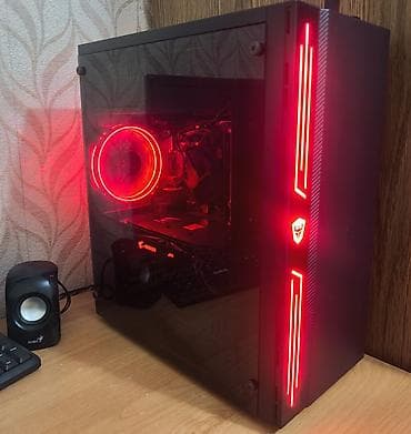 komputer setup: Gaming stolüstü kompüter – LED işıqlı şüşə yan panel və ön paneldə — 1