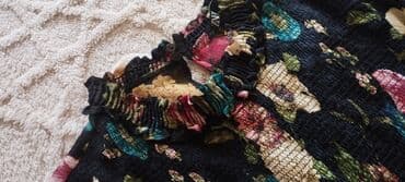 FAW: Qadın çiçək naxışlı şifon don - Rəng: Tünd göy/qara fon üzərində — 5