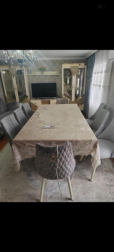 saloglu cilek mebel: Qonaq otağı üçün, İşlənmiş, Açılmayan, Dördbucaq masa, 8 stul — 1