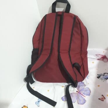 женские рюкзаки турецкого производства: Tünd qırmızı rəngdə neylon materialdan hazırlanmış, həm gündəlik — 4