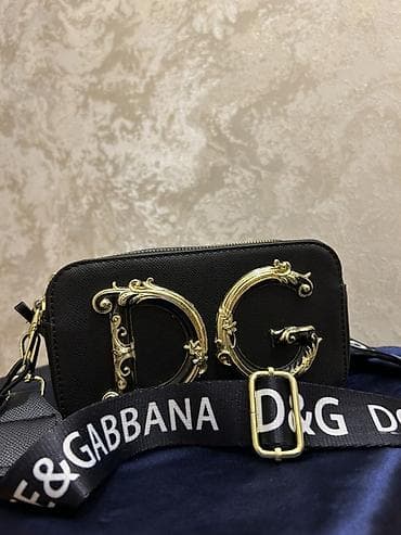 qızıl top: D&G loqolu çiyin çantası - Rəng: qara - Material: teksturalı — 3