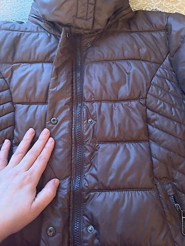 iç geyim: Qadın qış kurtkası – qəhvəyi rəng - Uzun, quilted (şaquli-üfüqi — 2