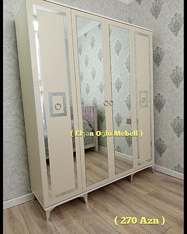perla dolab: Yeni, 4 qapılı, Güzgülü, Bej, Açılan, Düz dolab — 1