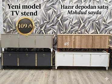 qara dolab: Yeni, Düz TV altlığı, Polkalı — 1