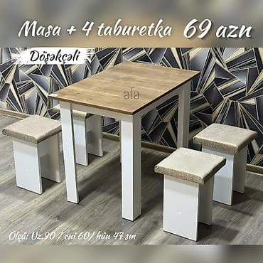Mebel: MASA + 4 TABURETKA Yeni və sifarişlə. Çox səmərəli və keyfiyyətli📌 — 5
