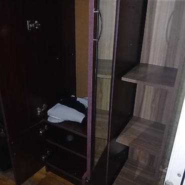 İşlənmiş, 2 qapılı, Güzgülü, Qəhvəyi, Digər material, Açılan, Düz dolab — 5
