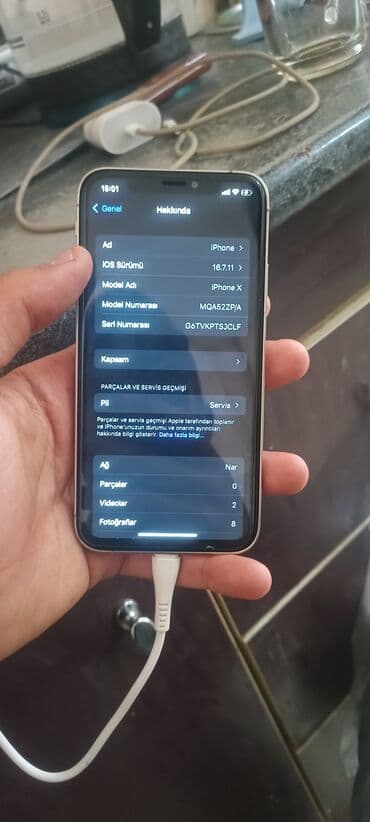 iphone x arxa şüşə qiyməti: IPhone X, 64 GB, Gümüşü, Barmaq izi, Face ID — 4