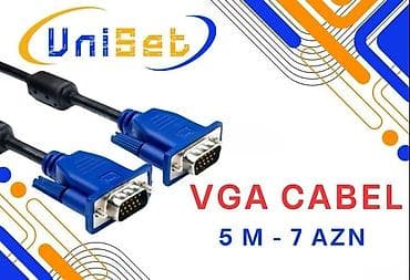 VGA kabel 5metr Şəhər: Bakı Malın tipi: Kabellər və adapterlar Yeni?