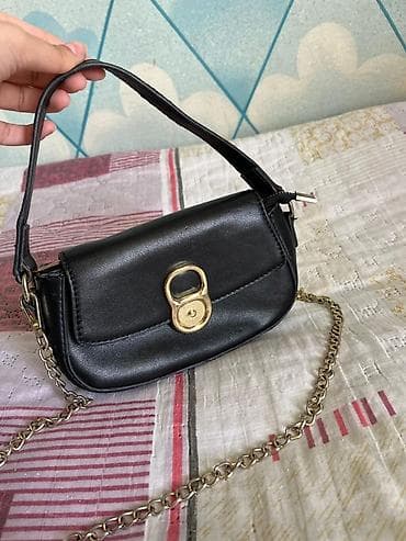 qol sumka: Qara mini çanta – zəncirli çiyin/krossover model - Material: qara — 1