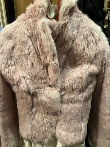 женские шубы с воротником: Zərif pudra-rozı rəngində süni kürk qız uşağı üçün. - Material — 1