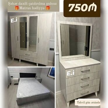 односпальная кровать: Yataq Dəsti 750AZN💥 ✔️Rəng seçimi var ✔️Dolab ölçü 200x160x47 — 1