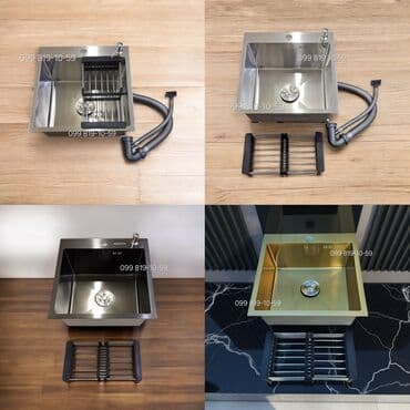 mətbəx moykası: Yeni Kvadrat Mətbəx çanağı, Şkafsız, Paslanmaz polad, Pulsuz çatdırılma — 2