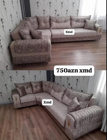 kreditle kunc divanlar: Künc divan dəsti - Dizayn: L‑şəkilli künc divan, klassik naxışlı — 1