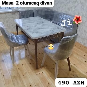 divan stolu: Mətbəx/qonaq otağı üçün dəstlər və uşaq otağı mebeli: - Masa + 4 — 2