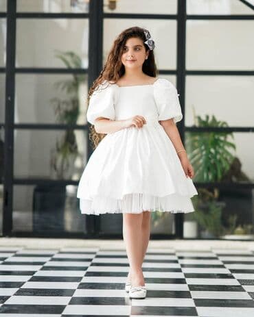 Çəngəllər: Ağ rəngli qız uşağı üçün zərif ziyafət paltarı Yenidir, sifariş üçün — 1