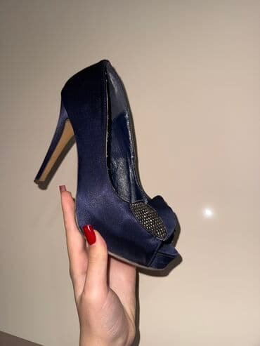 şnurlu qadın mokasinləri: Tuflilər, Ölçü: 38, rəng - Göy, İşlənmiş — 4