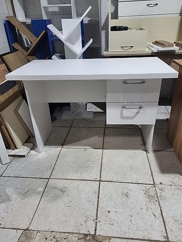 ağ stol: Düz masa, Polkasız, Siyirməli, Mat laminat — 2