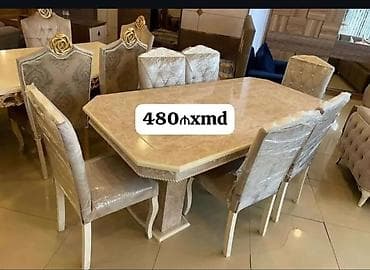 mekteb stolu: Qonaq otağı üçün, Yeni, Açılmayan, Dördbucaq masa, 6 stul — 1