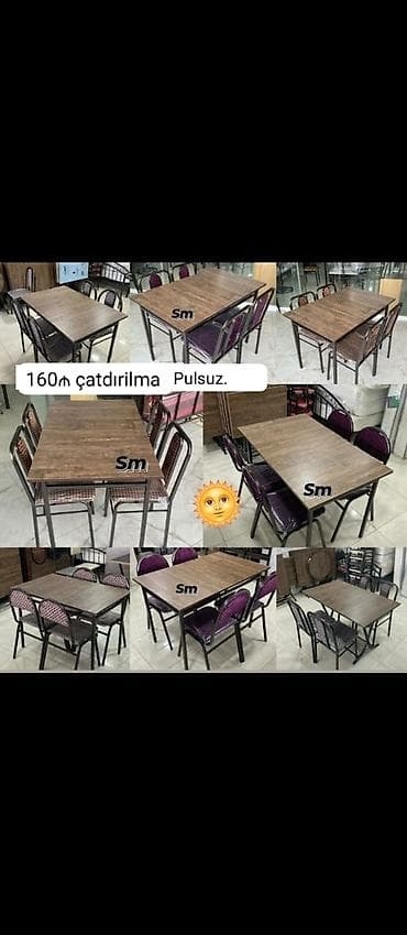 stol stul metbex ucun: Dördbucaq masa, Mətbəx üçün, Qonaq otağı üçün, Eyvan üçün, 4 nəfər — 1