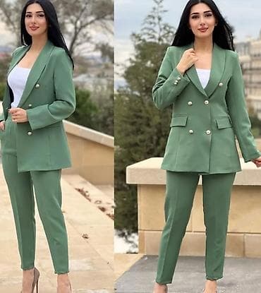 ziyafet donu s: Qadınlar üçün 2 hissəli kostyum dəsti - Rəng: zeytun-yaşıl - Dəst — 1
